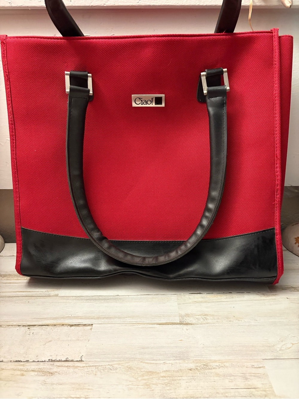 Red and Black Tote Bag by Caio